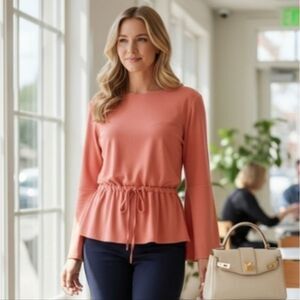 Ann Taylor- Coral Long Sleeve Dress